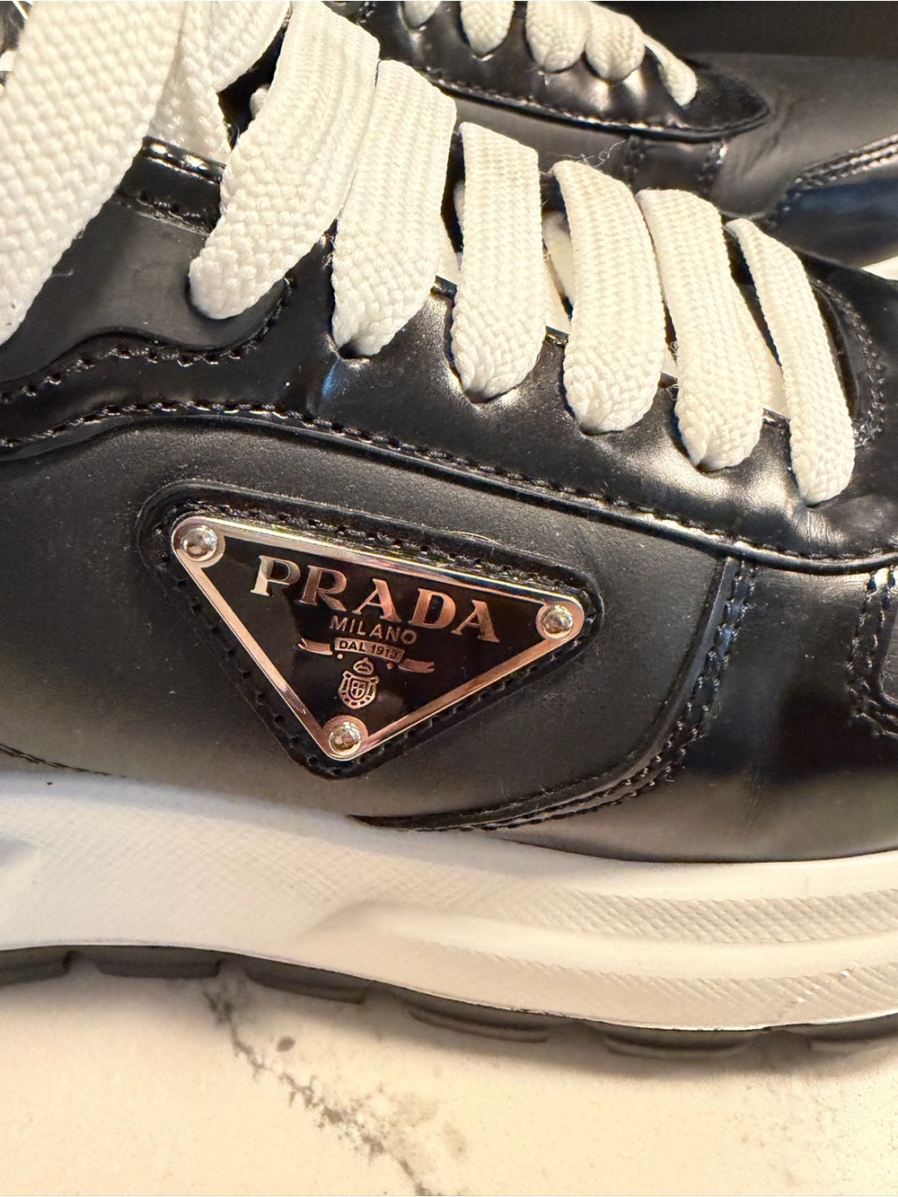 Women’s Prada Black Prax 36.5 Leather Platform Sneakers - Picture 8 of 8